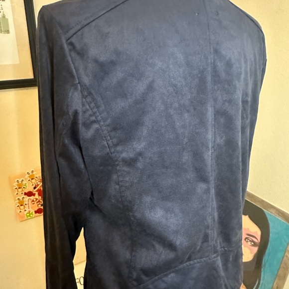 Lysse Faux suede zip moto jacket in a NAVY size XL - Picture 4 of 5